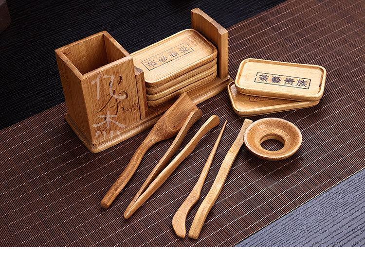 厂家直销竹制实木茶道六君子 方形茶艺茶道茶具零配件六件套