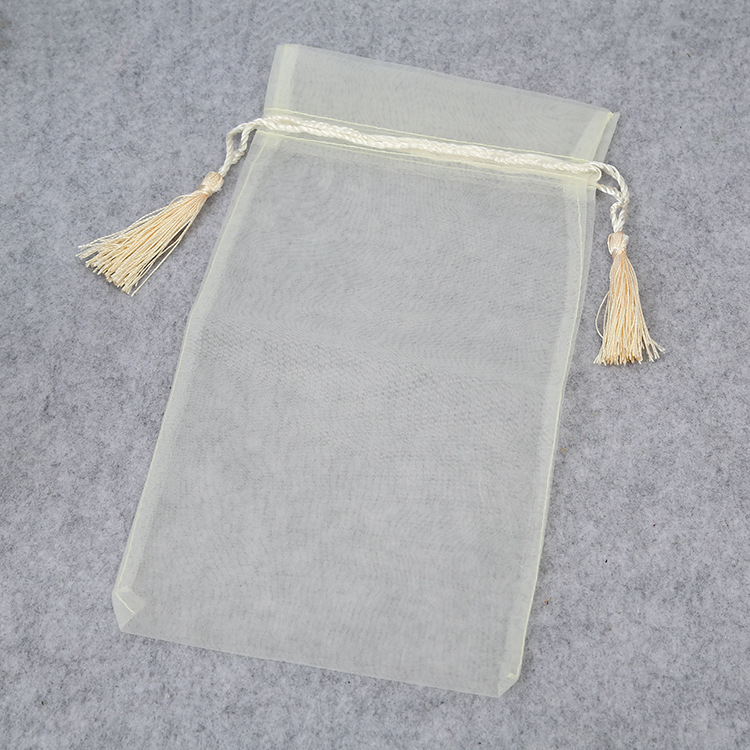 Transparent Tassel Bag Organza Yarn Bag Gift Packaging Bag Drawstring Pull String Buggy Bag Portable Storage Gauze Bag