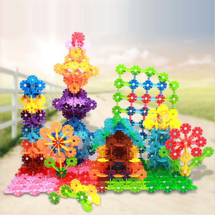 塑料拼插积木中号雪花片 益智拼插玩具 含120片超厚手提袋送彩册