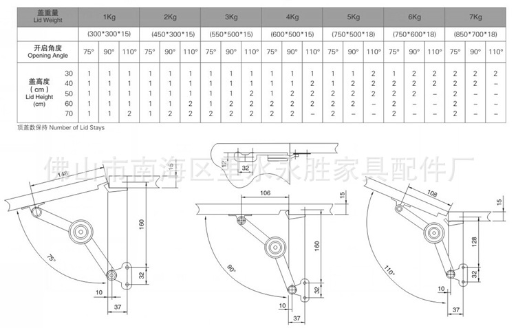 橱柜机械支撑杆YS310