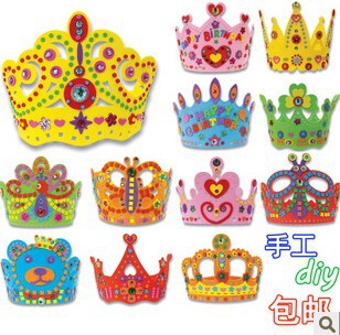 生日礼品丑小丫diy生日皇冠帽子儿童手工粘贴王冠帽eva制作材料包