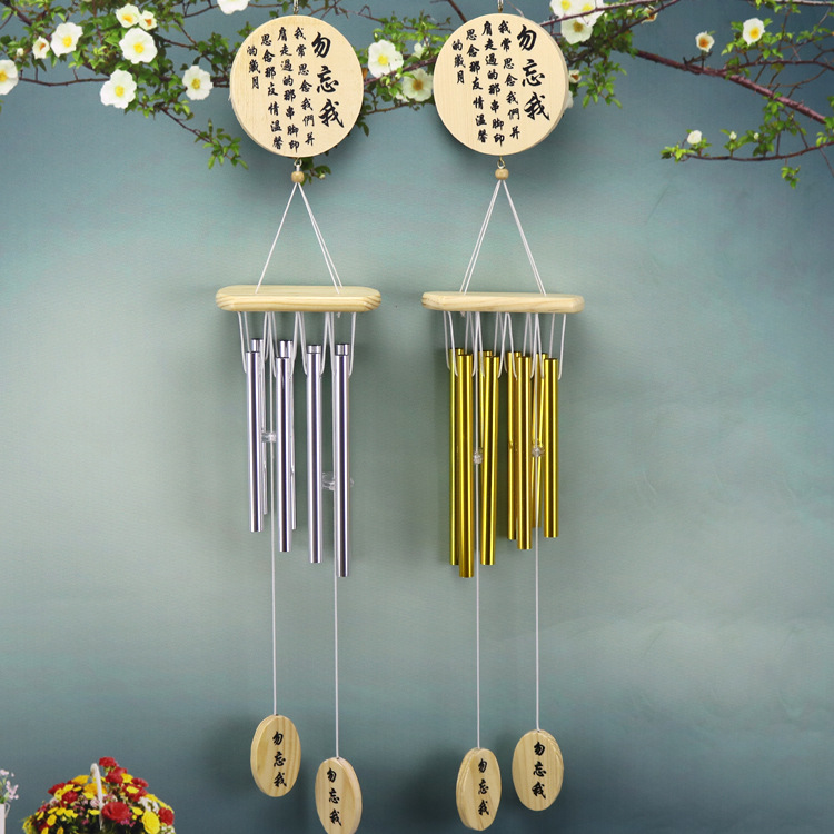木质工艺品风铃木空心管勿忘我风铃家居装饰木制品挂件礼物