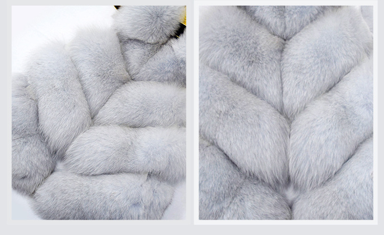 2016时尚欧美狐狸毛皮草马甲新款女装小外套无袖银灰色秋冬.