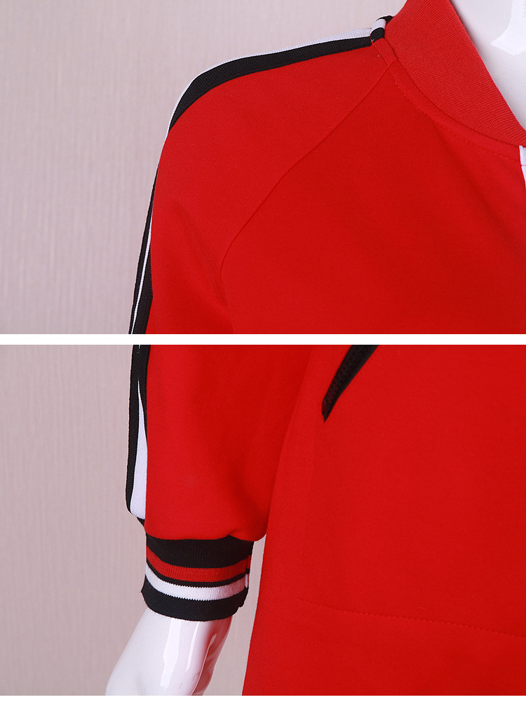 2016秋冬中长款高圆圆同款红黑经典色棒球服时尚显瘦女