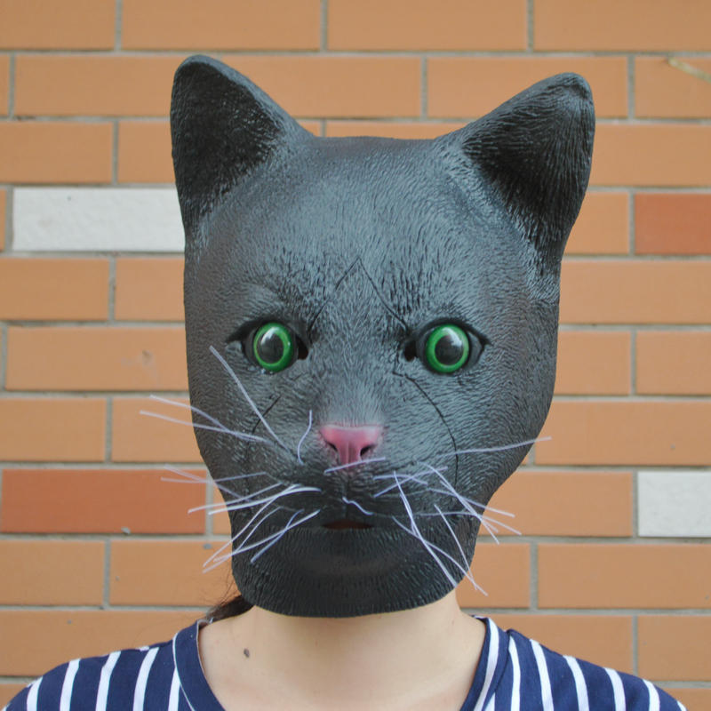 黑猫面具头套喵星人cosplay道具动物面具舞台演出邪恶黑猫面具