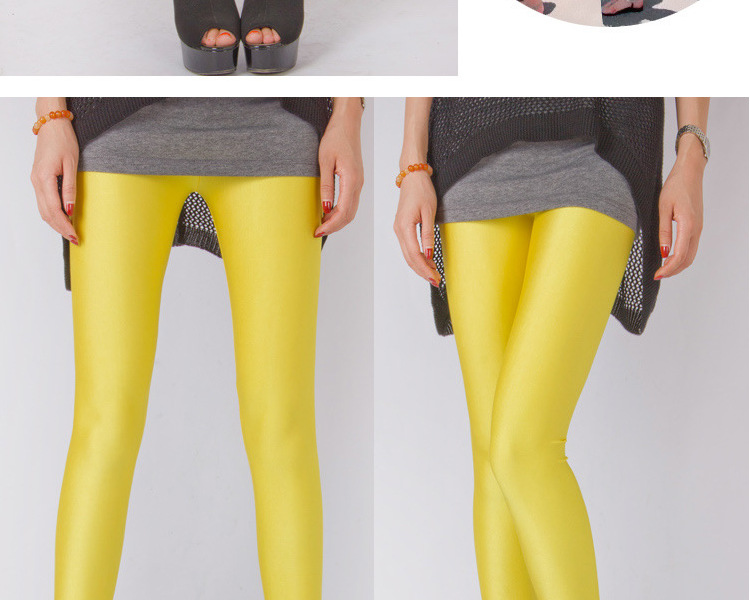 春秋新款糖果色荧光裤 彩色光泽裤韩版弹力九分小脚裤 厂家批发