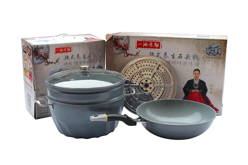 麦饭石石头锅 石头养生锅 石头锅5件套 一油味劲 麦饭石锅.