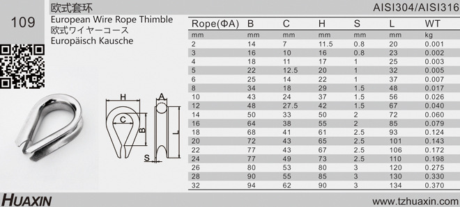 304 316不锈钢欧式船用钢丝绳鸡心环套环三角保护圈