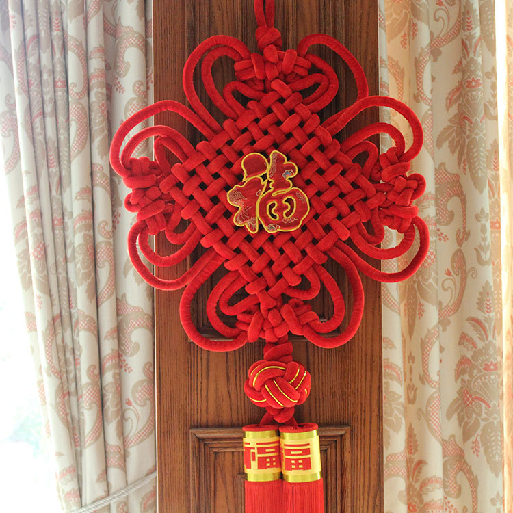 大中国结 精编福字绒布四季同心结 春节喜庆家居挂饰 年货批发