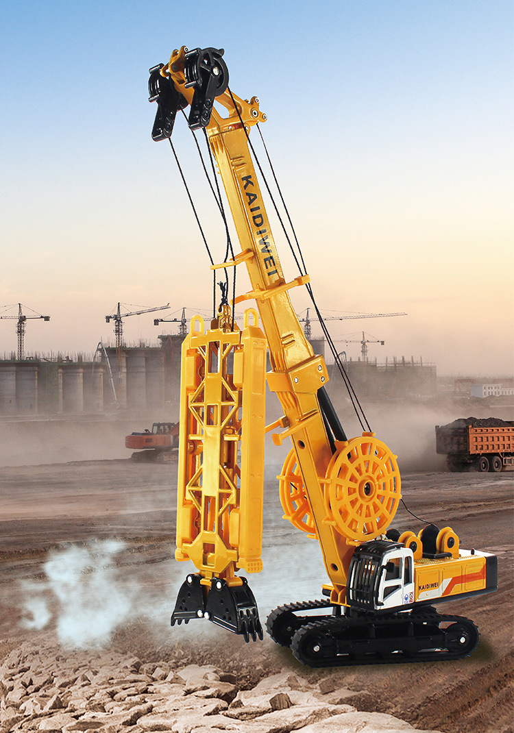 凯迪威625047合金工程车模型1:64成槽机液压抓斗成槽车儿童玩具