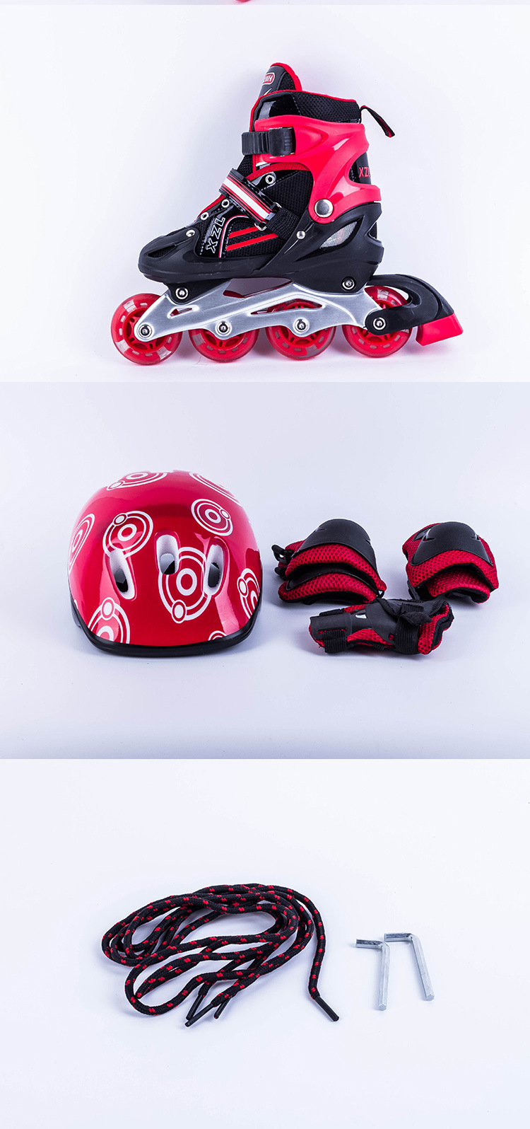 成人男女学生儿童旱冰鞋 可调节鞋码 单排轮滑溜冰鞋