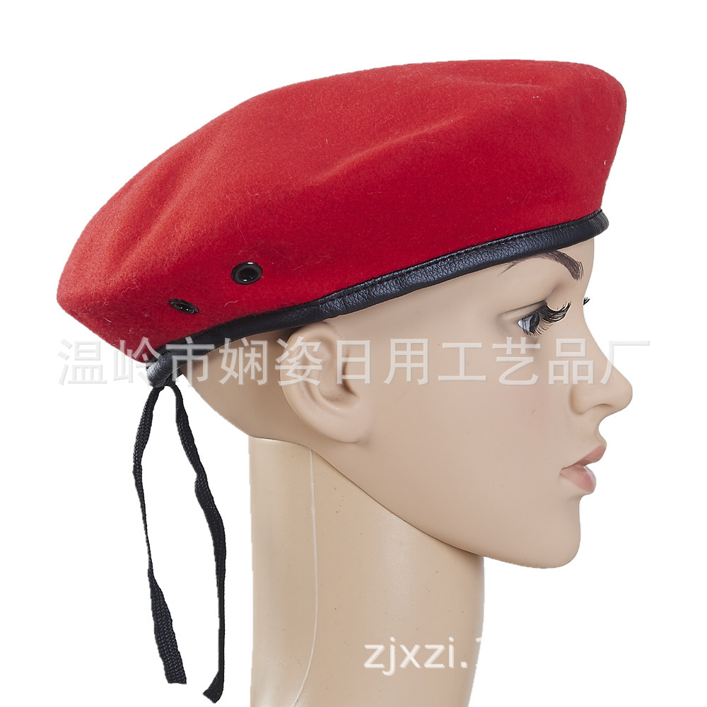 高质量仿羊毛贝雷帽涤纶材质军队学生军训职员拓展训练帽子-阿里巴巴