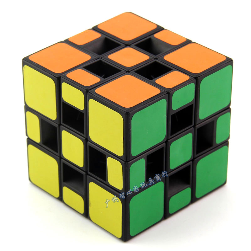 智力乐园虫洞一号魔方黑色 虫洞一代异形变形混元斜转魔方 批发