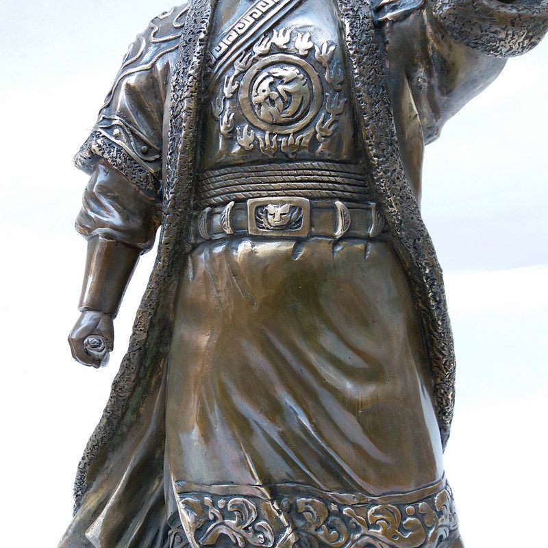 金属工艺品铜雕头像大小定做批发纯铜全身成吉思汗铜像摆件