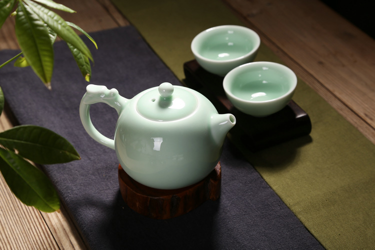 礼品茶具定制logo龙泉青瓷一壶两杯 哥窑快客杯官窑套装特价