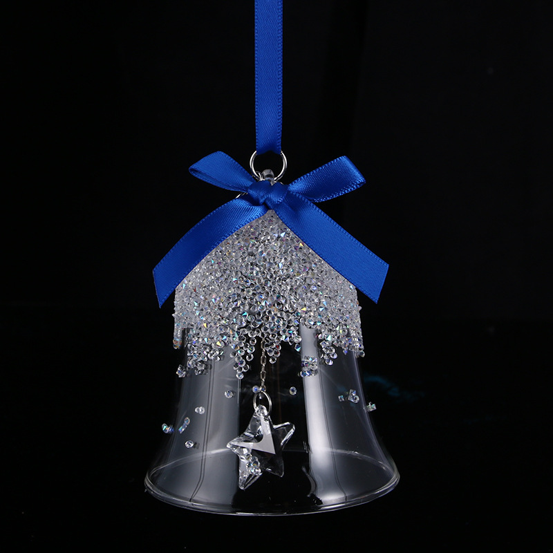 2016新款圣诞版铃铛挂饰雪花 水晶风铃汽车挂件 童话水晶球车挂饰