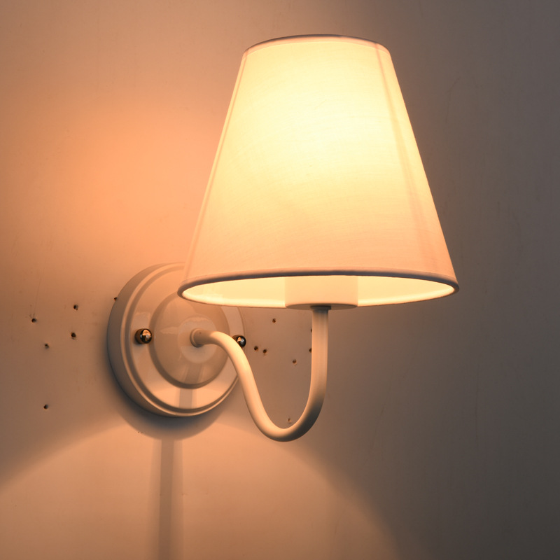 批发现代简约卧室壁灯led 酒店客房布艺床头灯餐厅过道墙壁灯单头