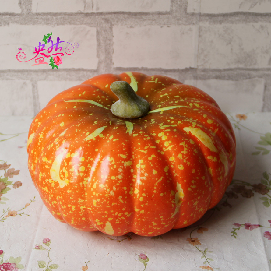 厂家批发假水果蔬菜仿真南瓜圆形20cm装饰品摆件大南瓜模型道具