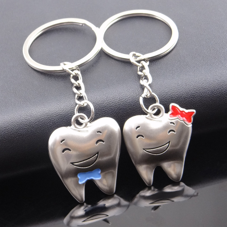 Smiley Face Teeth Couple Small Pendant Keychain Tooth Protection Promotion Gift Key Accessories Activity Gift