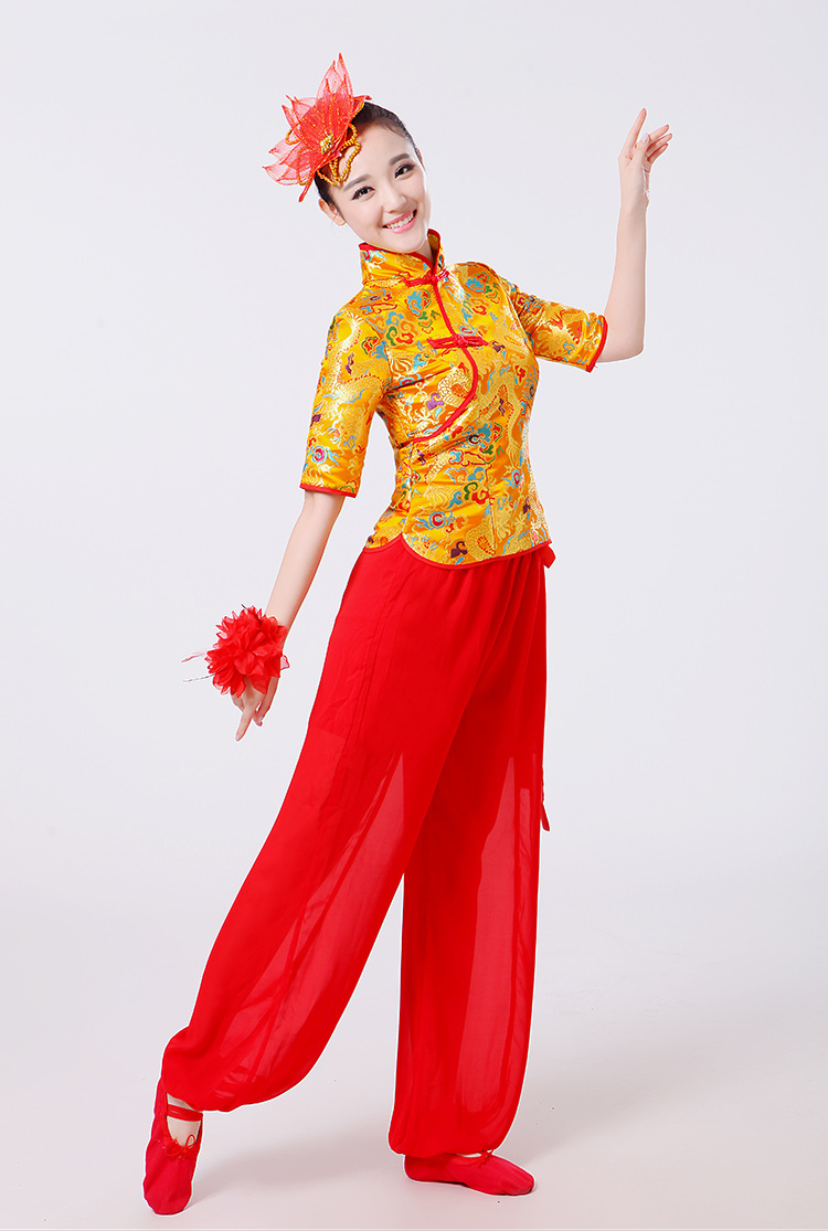 新款秧歌服打鼓服中国风成人民族风舞蹈演出服男女腰广场舞演出服