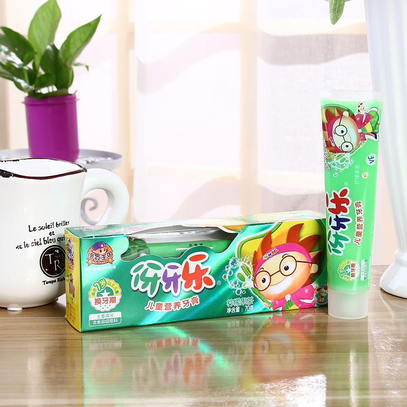 纳爱斯伢牙乐儿童牙膏保护恒牙柠檬果茶牙膏70克口腔护理牙膏