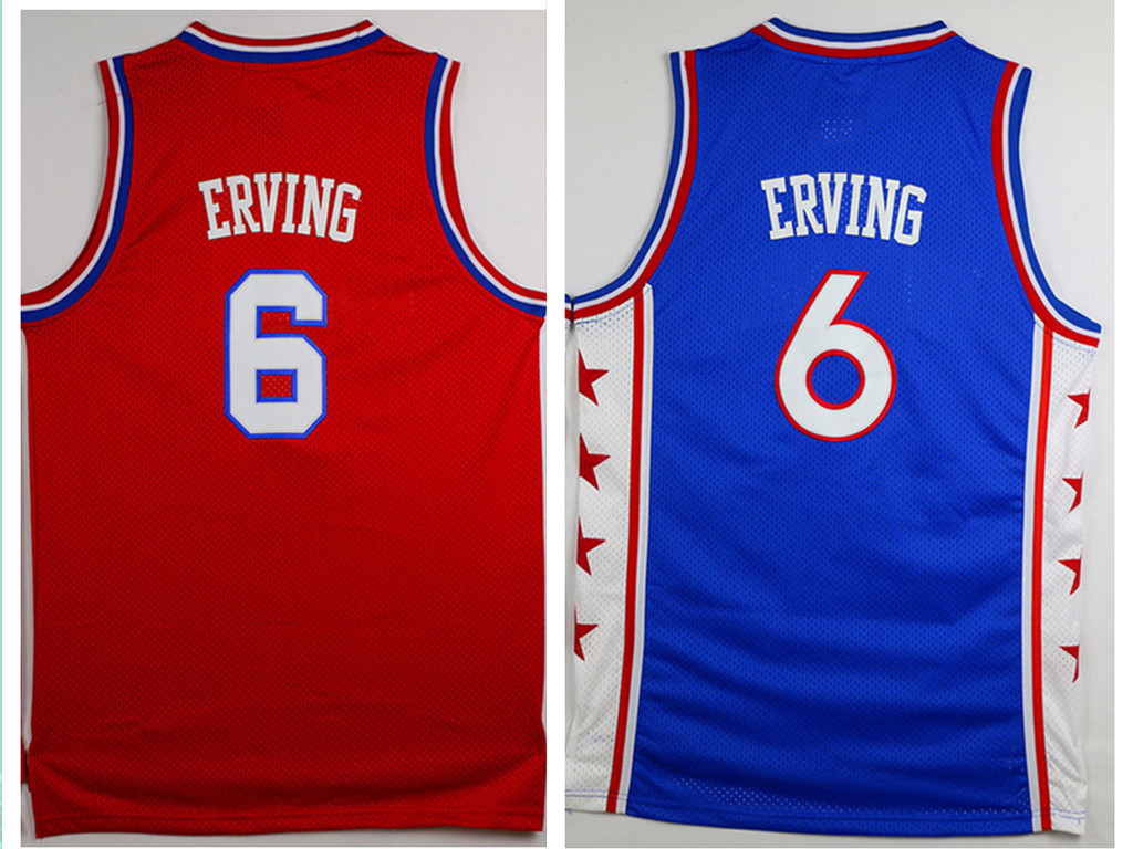 篮球球衣批发 76人队6号j博士欧文刺绣复古网眼篮球服