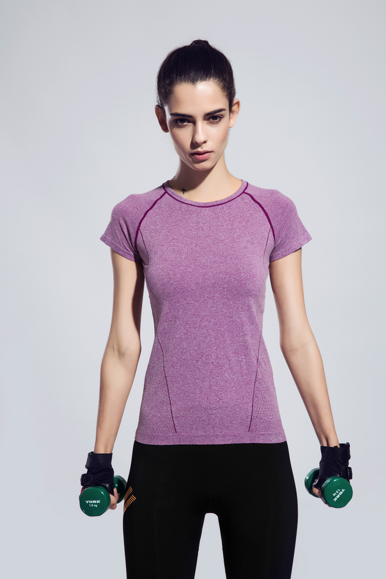 运动短袖t恤女健身跳操t恤跑步瑜伽速干排汗衣 一件代发