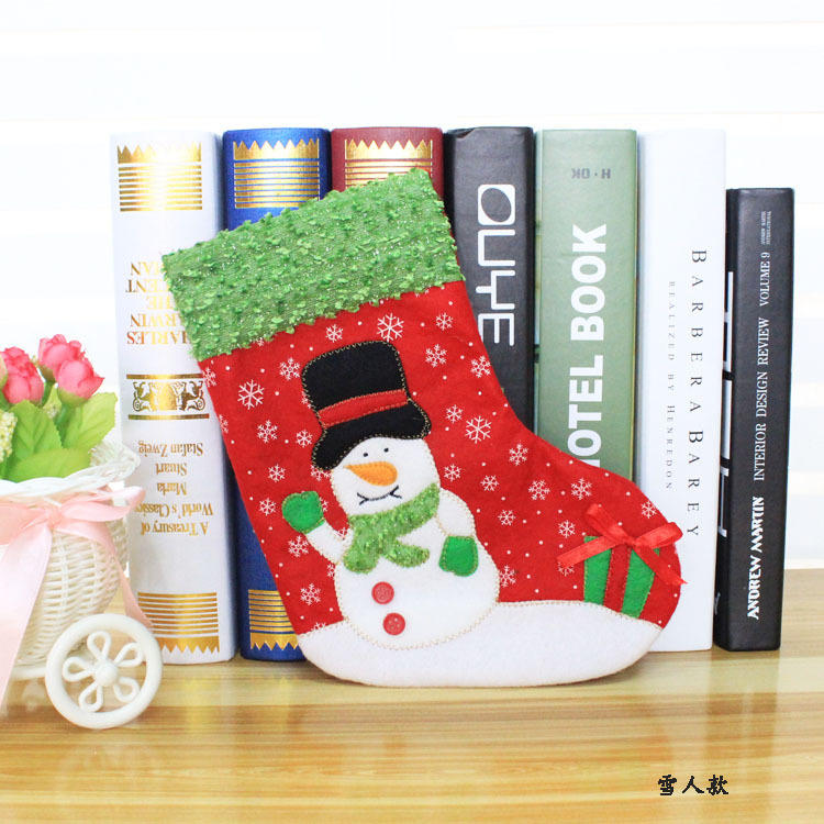 中号老人雪人圣诞袜4