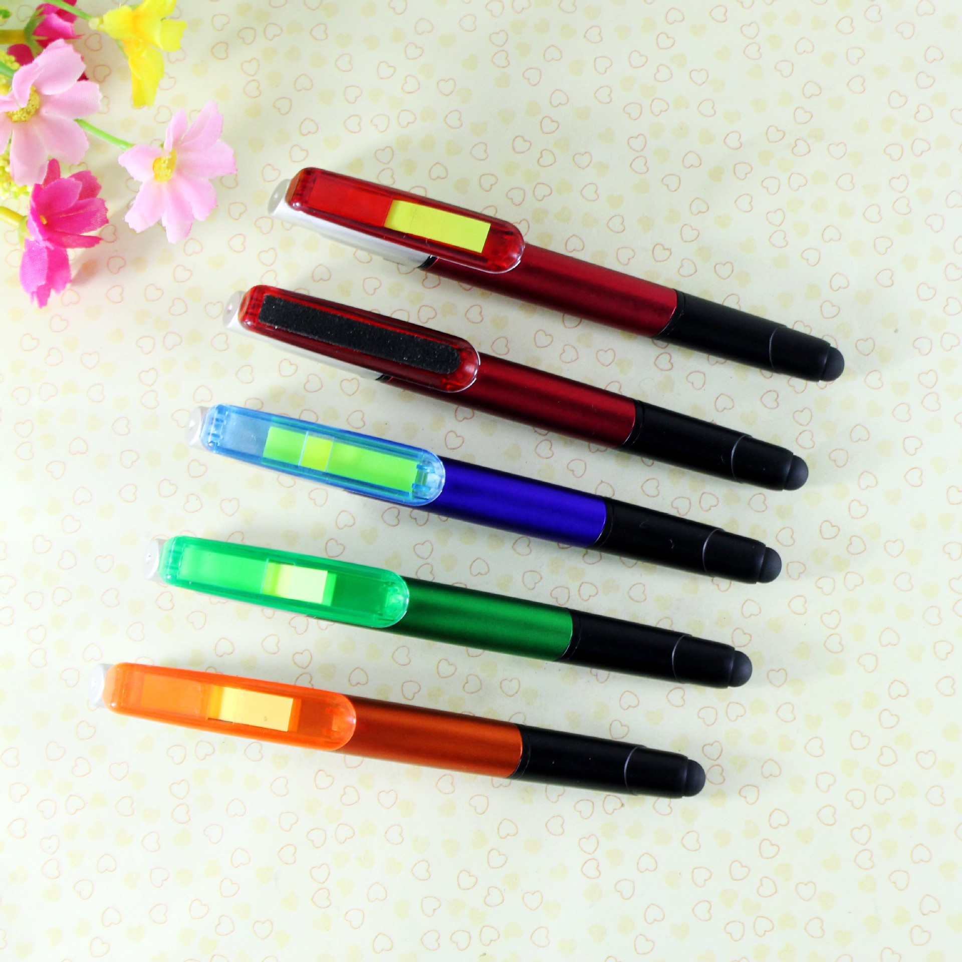 供应 塑料圆珠笔 手机触屏 学生绘画荧光笔 便利贴多功能笔