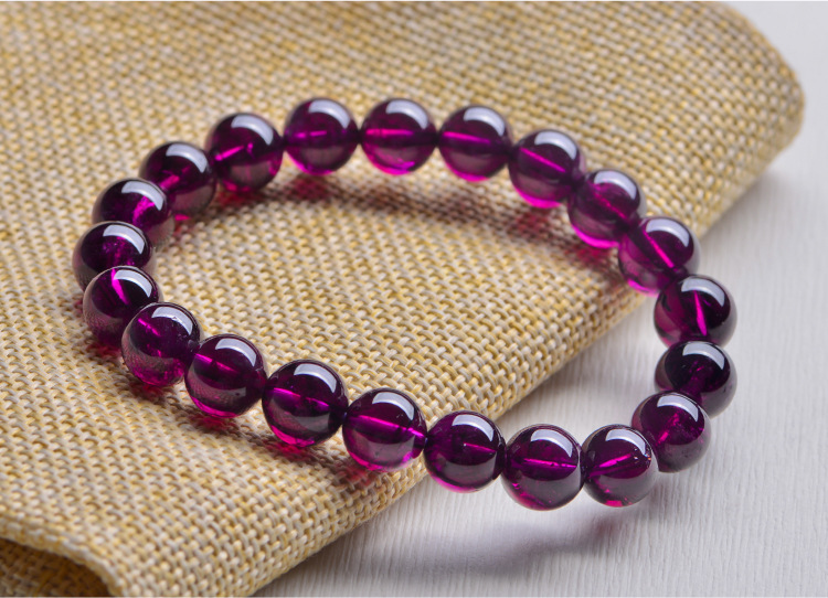天然 紫牙乌 6a天然女式 石榴石手链 单圈紫牙乌手串