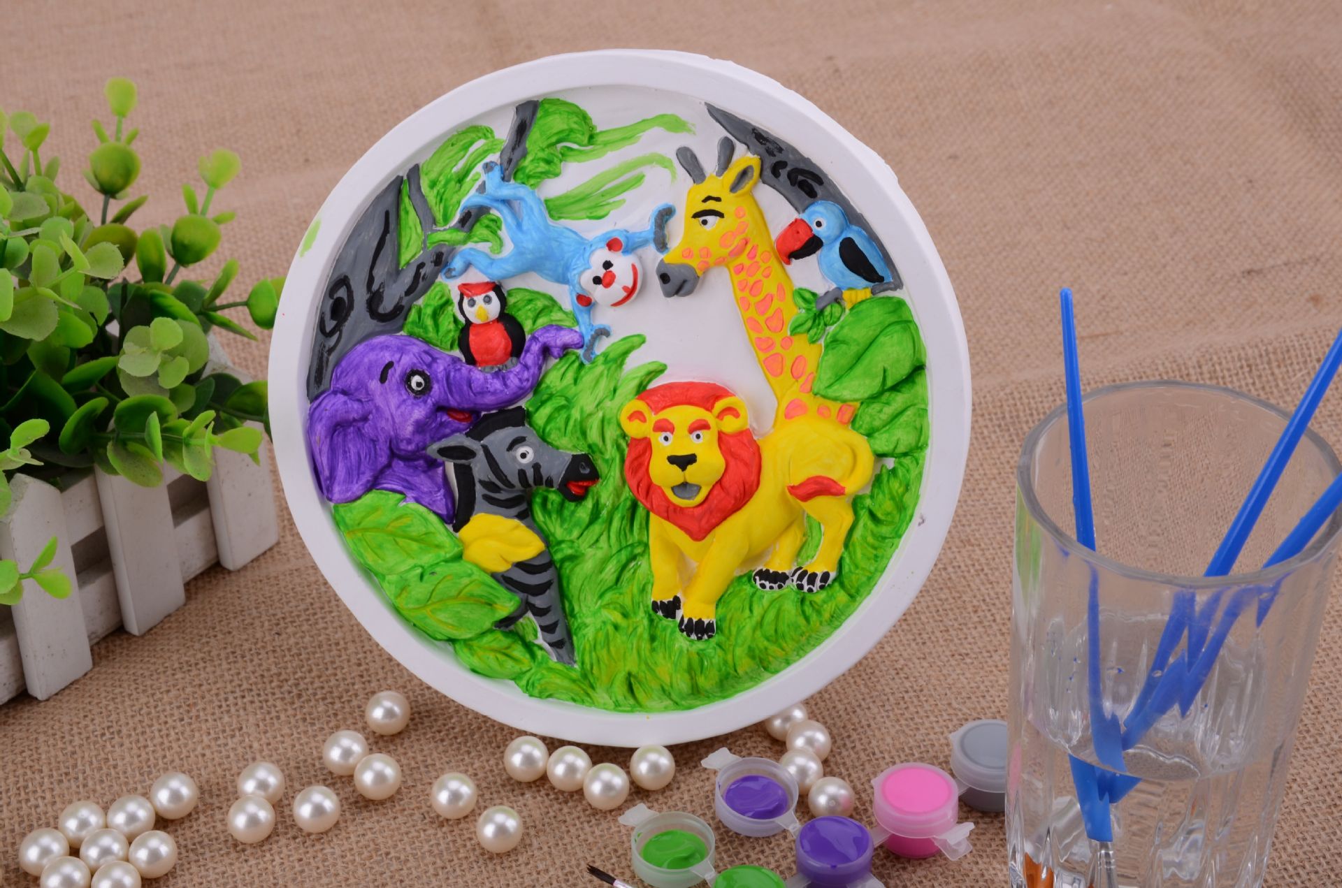 儿童手绘陶瓷画,diy手绘陶瓷画