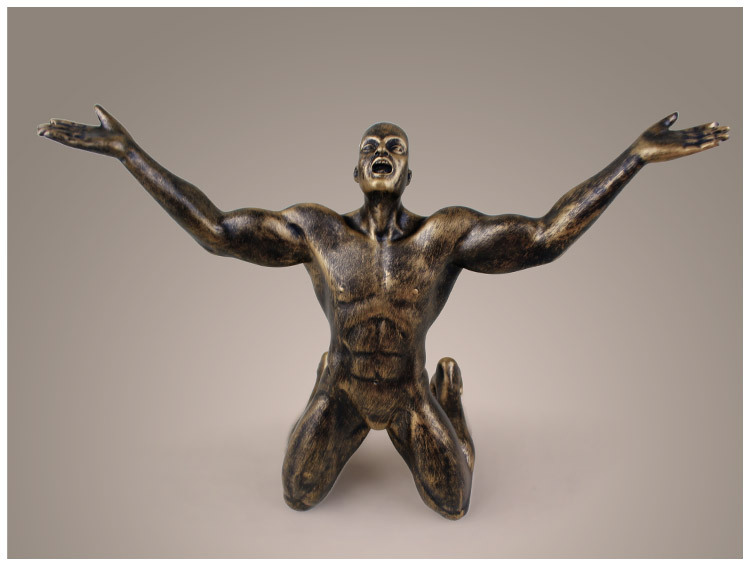 厂家直销现代手工创意树脂摆件呐喊雕塑工艺品新房书房婚庆摆件