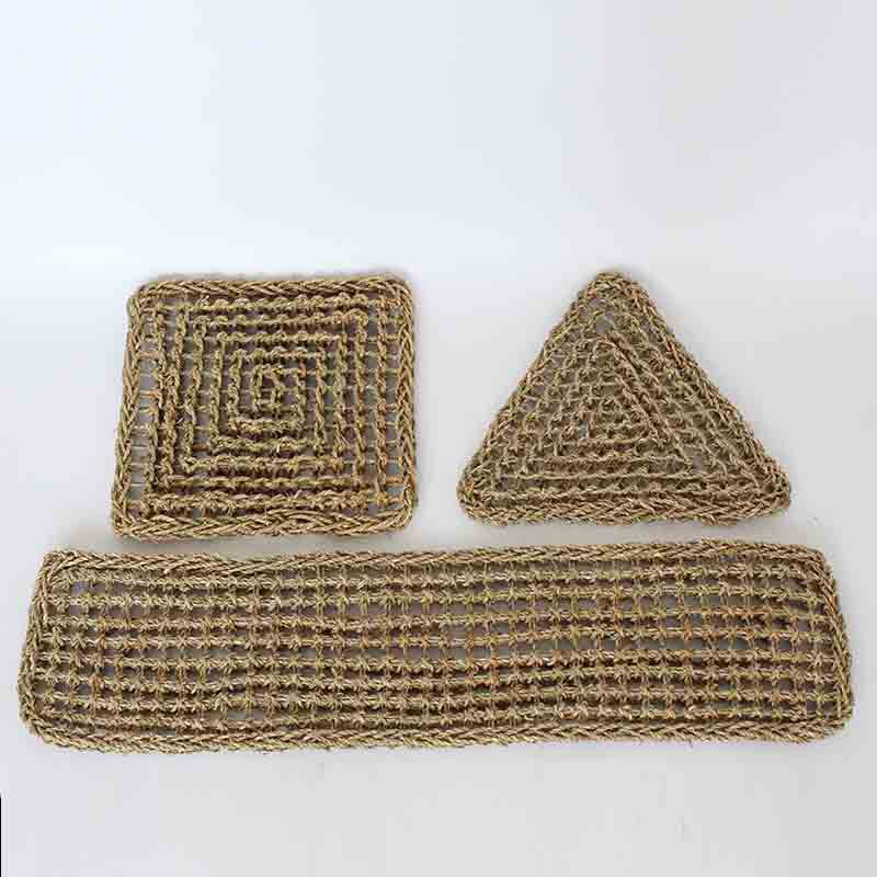 宠物垫水草绳编织地垫方形三角形长方形植物编织网垫组合蜥蜴垫