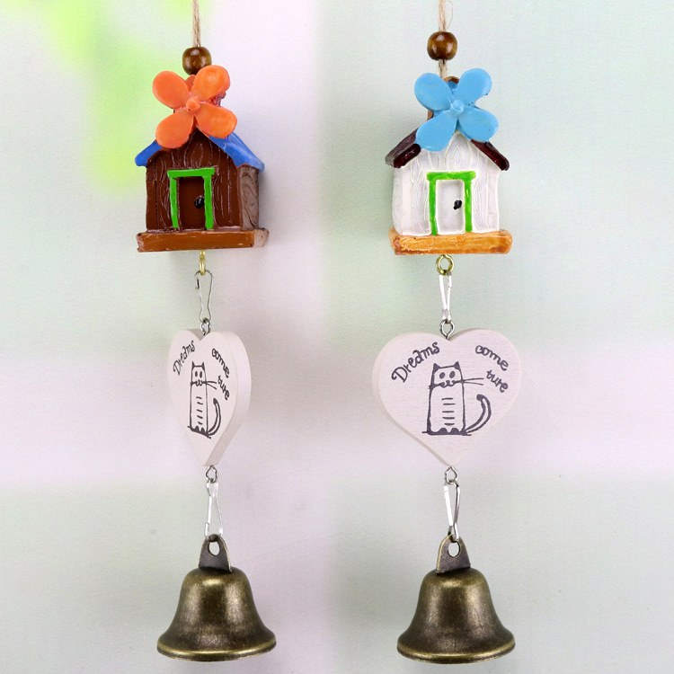 四叶草房子风铃 创意家居装饰挂件树脂工艺铃铛精品礼品店批发