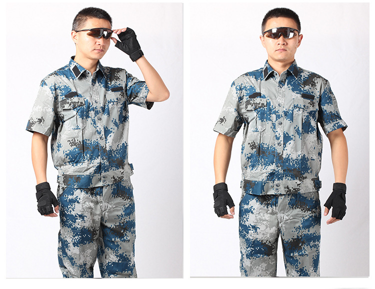 07空军迷彩短袖作训服男特种兵空军迷彩训练服迷彩军训套装