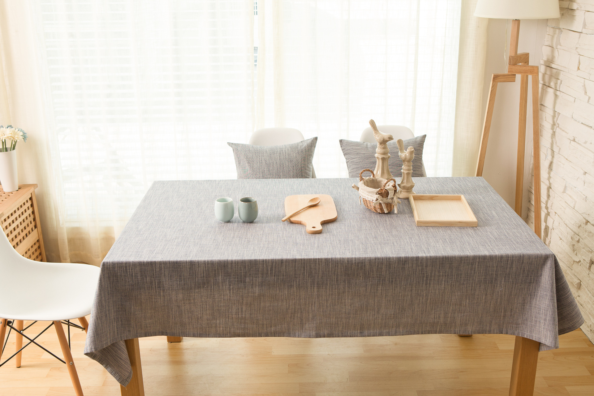日式棉麻素色桌布台布灰咖蓝素布餐桌茶几布艺 一件代发