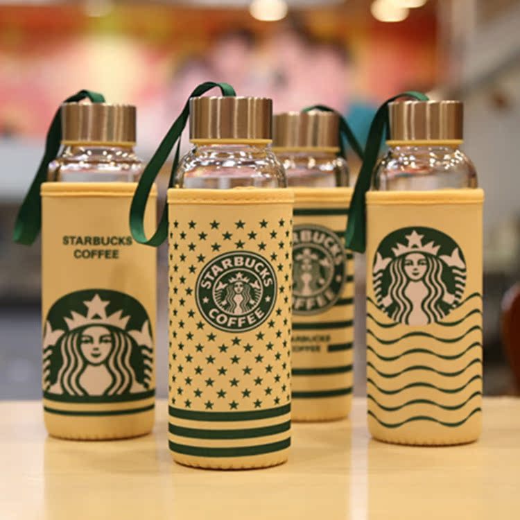 300ml星巴克玻璃水杯广告杯logo定制礼品赠品杯便携随.