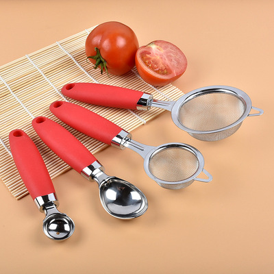 厨房小工具_厨房4件套 厨房小工具 挖勺 油捞油格滤勺 冰淇淋挖勺 雪