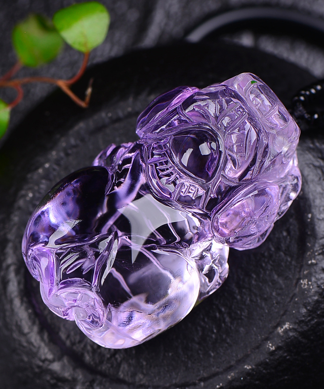 厂家直销天然紫水晶貔貅吊坠招财皮丘百搭水晶毛衣链男女款饰品