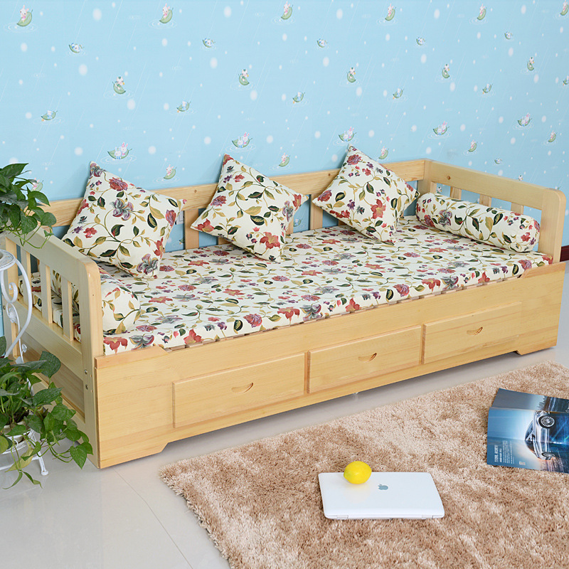 实木沙发床 客厅书房坐卧两用沙发床 单双人折叠床 1.5米