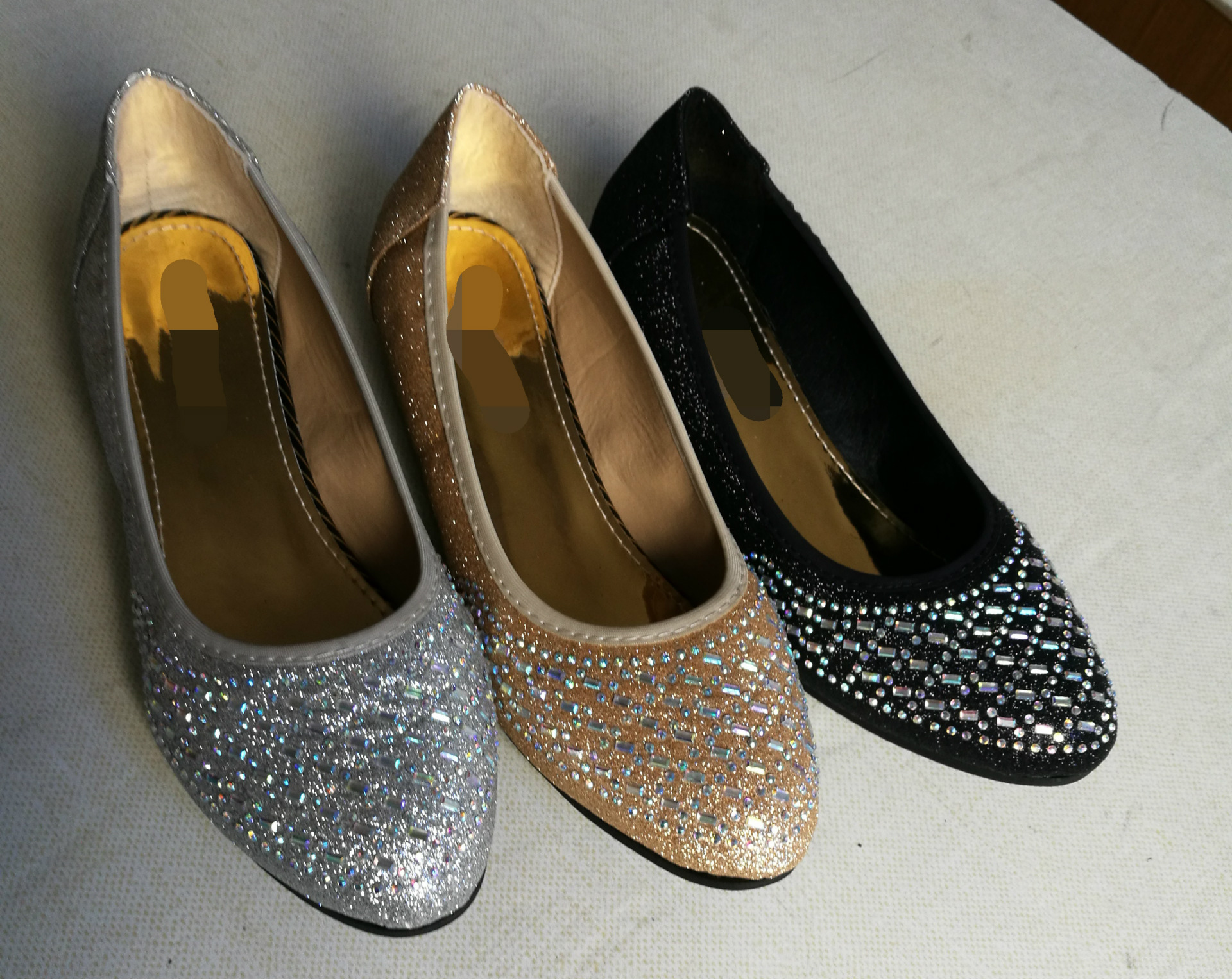 新款外贸单鞋时尚女鞋烫钻 全钻圆头坡跟跳