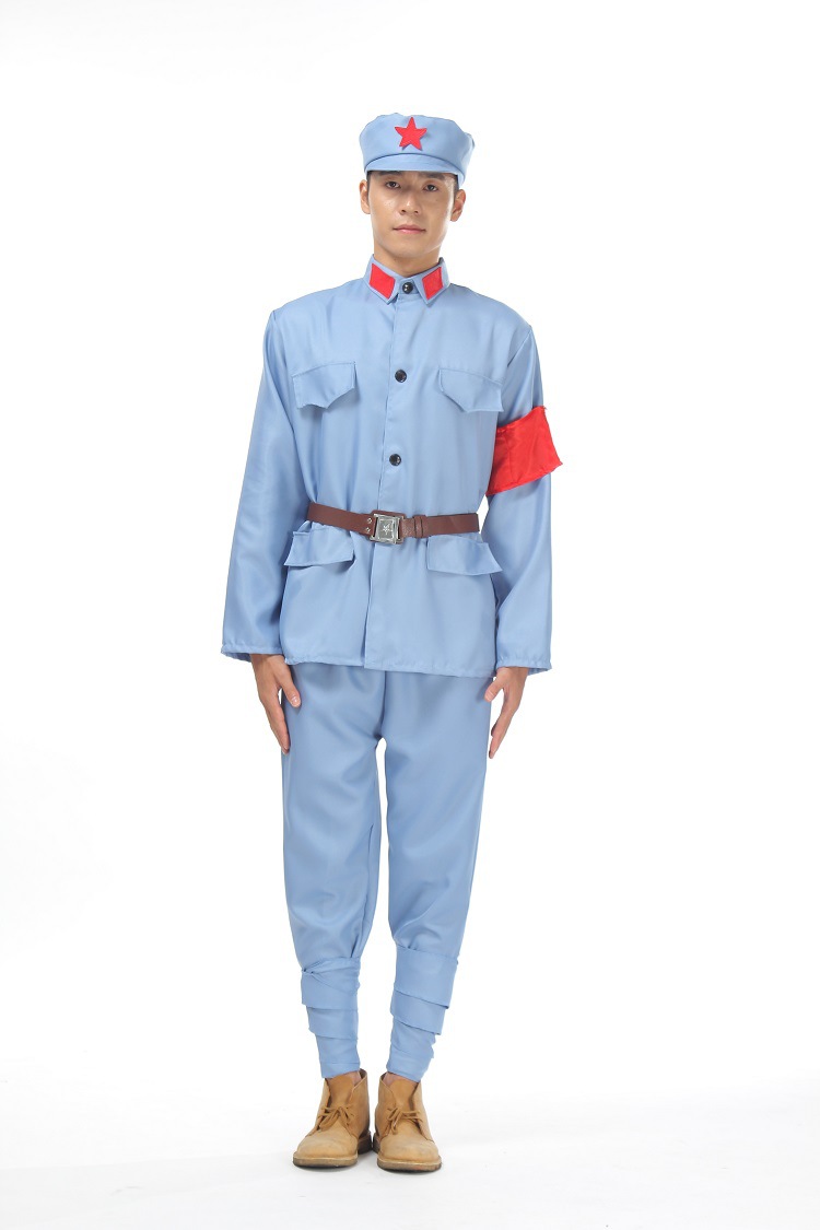 成人八路军装舞蹈服红卫兵抗战军装新四军大合唱表演服解放帽批发