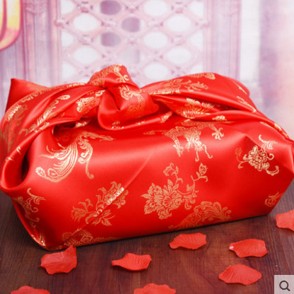 批发婚庆用品结婚喜盆包裹红布龙凤大号刺绣包袱皮结婚新娘嫁妆