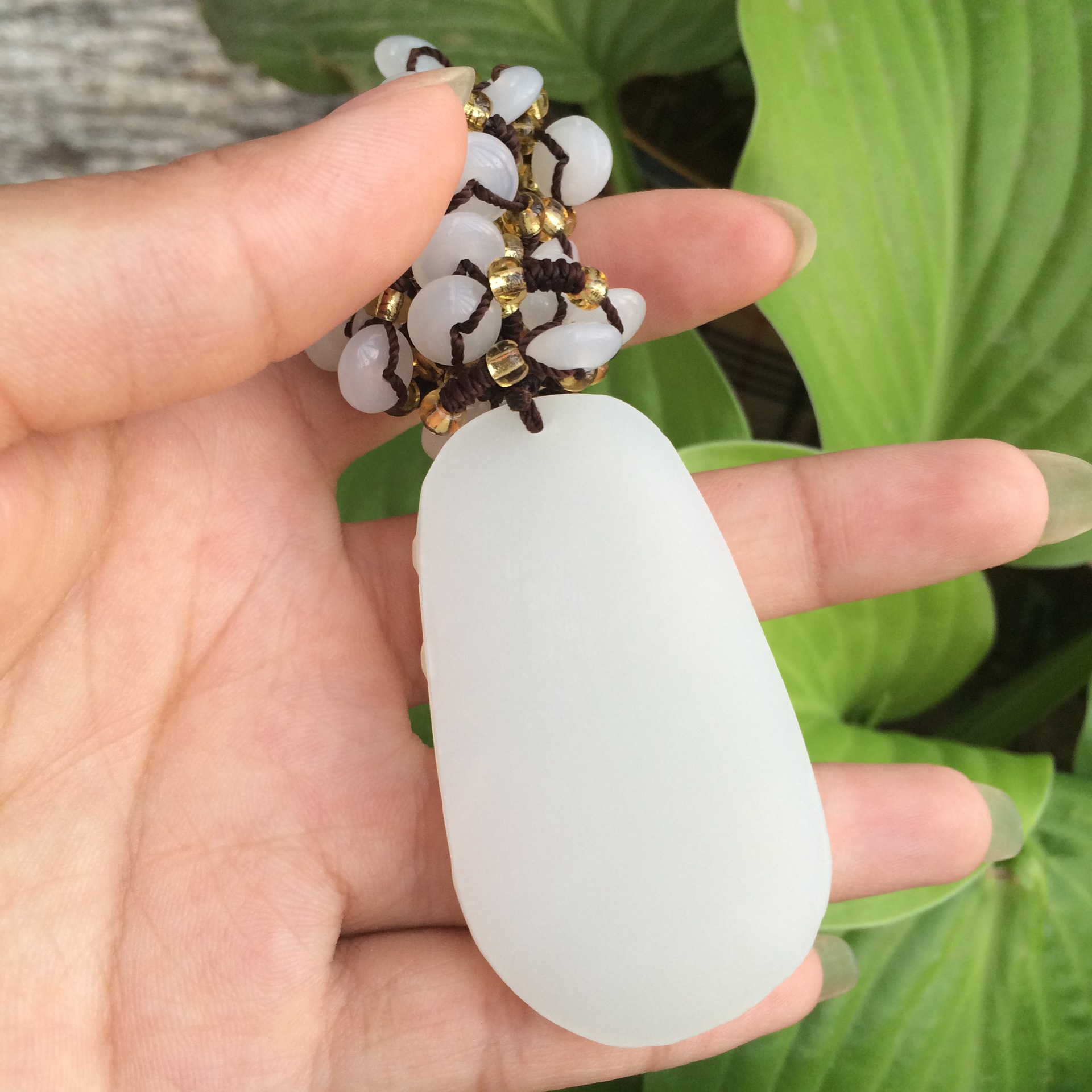 天然青海料白玉话来富贵挂件 纯手工雕刻昆仑料玉吊坠