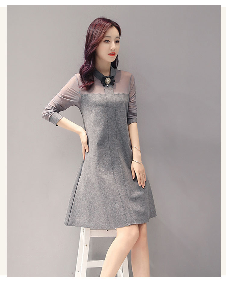 2016秋装新款长袖连衣裙女韩版宽松大码