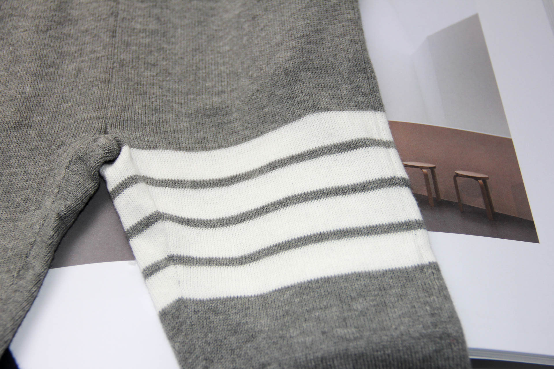 2017爆款tb明星同款男女小童欧美针织毛线长裤条纹休闲裤子潮