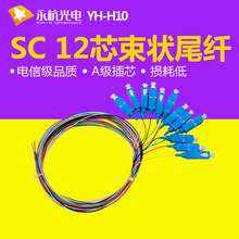 永杭厂家SC/FC/LC/ST束状尾纤12芯单模尾纤跳线SC方头尾纤电信级