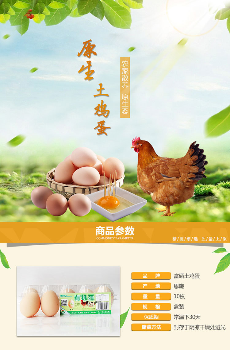 湖北恩施富硒土鸡蛋现货10枚装产家直销