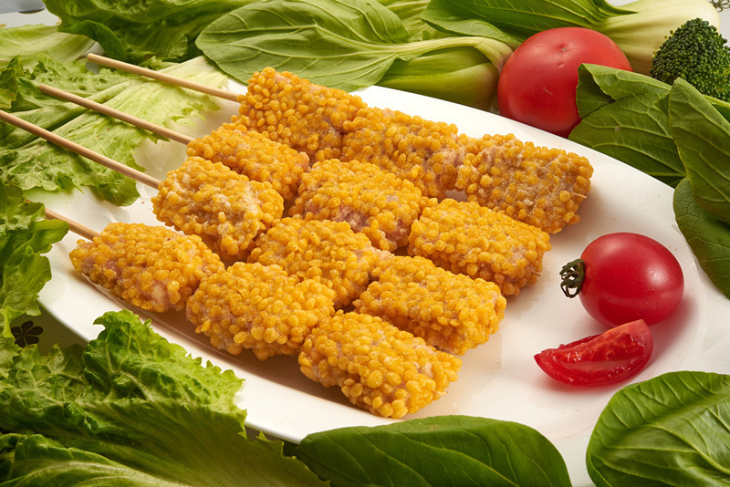 批发米香鸡块串,小米鸡块串,香脆油炸烧烤休闲食品厂家直销