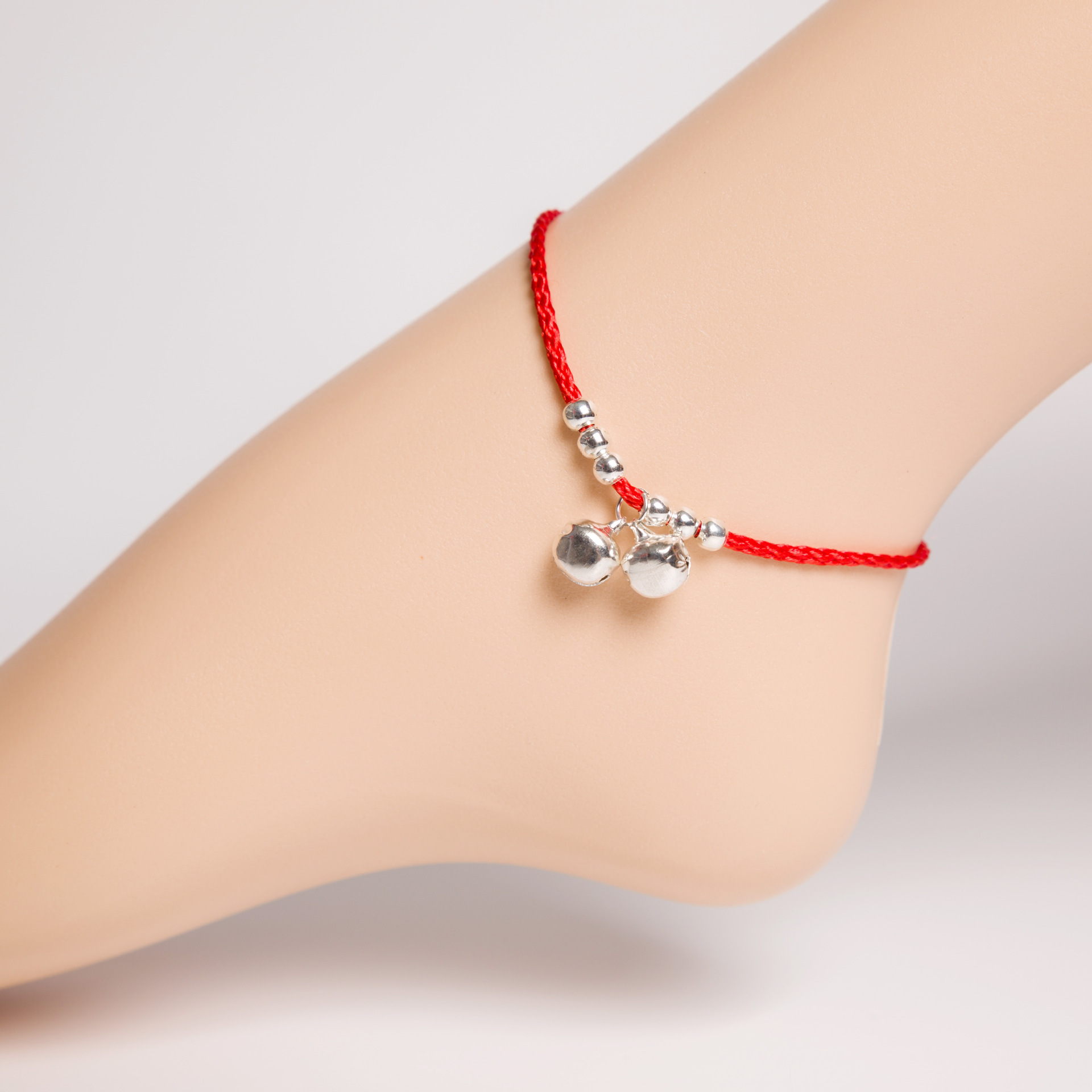 民族风红绳脚链本命年热销爆款女饰品手工编织蝴蝶铃铛脚链04